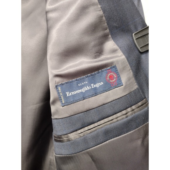 Ermenegildo Zegna Windowpane Sports Coat 42R Blue *Made in ITALY 100% Wool - Picture 4 of 7